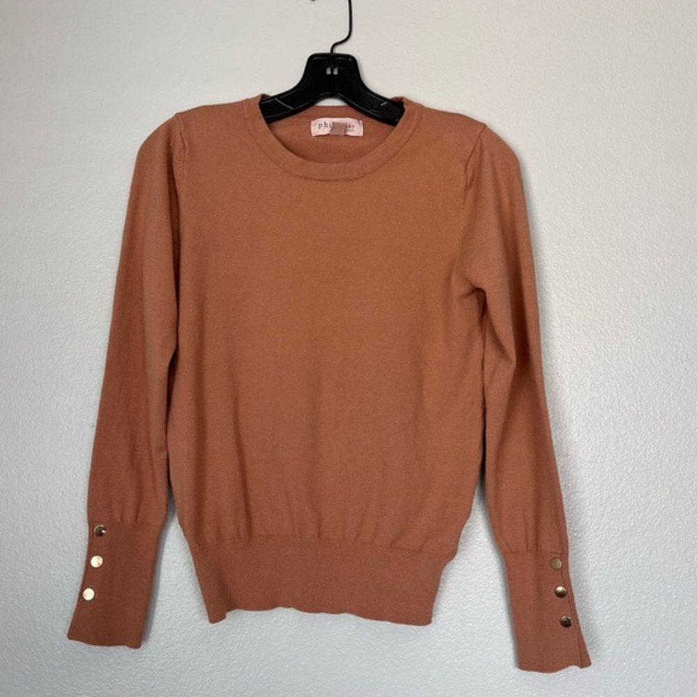 Philosophy Republic Clothing Women's Sweater Cream Brown Knit Crewneck‎ Small